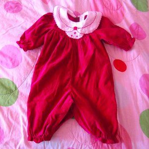 6-9 Months Magenta Velvet Bodysuit
